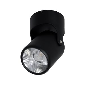 DETRONIC 60504 Επιφανειακό Κινούμενο Spot Downlight LED 10W 1300lm 24° AC 220-240V IP20 Φ9cm x Υ16cm – Στρόγγυλο – Μαύρο – Φυσικό Λευκό 4500K – Bridgelux COB – TÜV Certified Driver – 5 Χρόνια Εγγύηση
