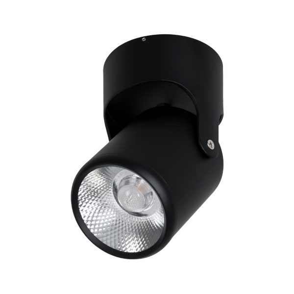 DETRONIC 60505 Επιφανειακό Κινούμενο Spot Downlight LED 10W 1250lm 24° AC 220-240V IP20 Φ9cm x Υ16cm - Στρόγγυλο - Μαύρο - Θερμό Λευκό 2700K - Bridgelux COB - TÜV Certified Driver - 5 Χρόνια Εγγύηση - Image 2