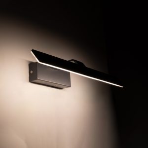 MIRROR 60513 Φωτιστικό Τοίχου – Απλίκα LED 12W 1440lm 120° AC 85-265V IP54 Φυσικό Λευκό 4500K Γκρι Μέταλλο – Μ42 x Π5 x Υ15cm – 2 Xρόνια Εγγύηση