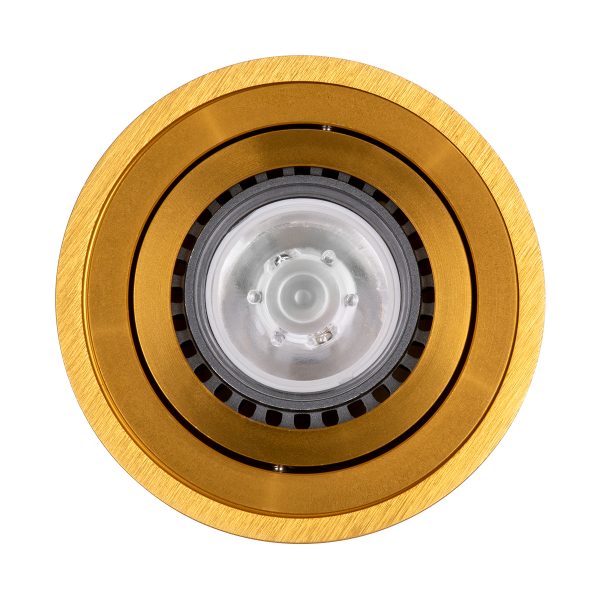 AKIRA 60620 Επιφανειακό Κινούμενο Στρόγγυλο Φωτιστικό Σποτ Αλουμινίου με Ντουί GU10 AC 220-240V IP44 Φ8 x Υ10cm - Χρυσό Βούρτσας - Image 3