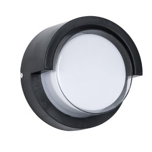 APEX 60764 Φωτιστικό Τοίχου – Απλίκα Εσωτερικού/Εξωτερικού Χώρου LED 10W 1050lm 120° AC175-265V Αδιάβροχο IP65 – Πλαστικό Σώμα – Φυσικό λευκό 4500K – Φ17 x Υ9cm – Μαύρο – Bridgelux Chip – 3 Χρόνια Εγγύηση