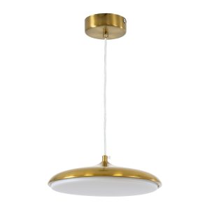 BARON 60886 Κρεμαστή Πλαφονιέρα Οροφής LED CCT 12W 1440lm 120° AC 220-240V – Εναλλαγή Φωτισμού μέσω Διακόπτη On/Off All In One Ψυχρό 6000k+Φυσικό 4500k+Θερμό 2700k Φ25 x Υ8cm – Χρυσό Πλατίνα – 3 Years Warranty