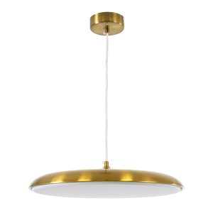 BARON 60887 Κρεμαστή Πλαφονιέρα Οροφής LED CCT 24W 2880lm 120° AC 220-240V – Εναλλαγή Φωτισμού μέσω Διακόπτη On/Off All In One Ψυχρό 6000k+Φυσικό 4500k+Θερμό 2700k Φ40 x Υ10cm – Χρυσό Πλατίνα – 3 Years Warranty