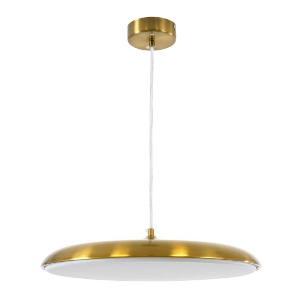 BARON 60887 Κρεμαστή Πλαφονιέρα Οροφής LED CCT 24W 2880lm 120° AC 220-240V - Εναλλαγή Φωτισμού μέσω Διακόπτη On/Off All In One Ψυχρό 6000k+Φυσικό 4500k+Θερμό 2700k Φ40 x Υ10cm - Χρυσό Πλατίνα - 3 Years Warranty - Image 2