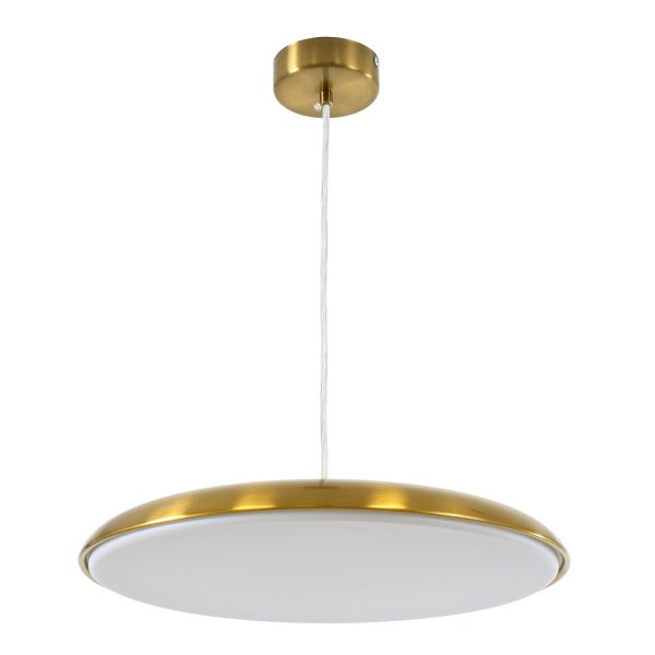 BARON 60887 Κρεμαστή Πλαφονιέρα Οροφής LED CCT 24W 2880lm 120° AC 220-240V - Εναλλαγή Φωτισμού μέσω Διακόπτη On/Off All In One Ψυχρό 6000k+Φυσικό 4500k+Θερμό 2700k Φ40 x Υ10cm - Χρυσό Πλατίνα - 3 Years Warranty - Image 4