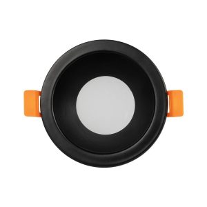SIGMA 60891 Χωνευτή Στρόγγυλη Βάση Σποτ Οροφής/Μπάνιου για Λάμπα MR16/GU10 Αδιάβροχο IP65 – Μαύρο Αλουμίνιο & Λευκό Γυαλί – Φ8.5 x Υ4.4cm / Q7.5cm