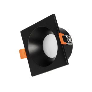 EPSILON 60895 Χωνευτή Τετράγωνη Βάση Σποτ Οροφής/Μπάνιου για Λάμπα MR16/GU10 Αδιάβροχο IP65 – Μαύρο Αλουμίνιο & Λευκό Γυαλί – Φ8.5 x Υ4.4cm / Q7.5 x 7.5cm
