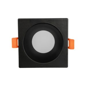 EPSILON 60895 Χωνευτή Τετράγωνη Βάση Σποτ Οροφής/Μπάνιου για Λάμπα MR16/GU10 Αδιάβροχο IP65 – Μαύρο Αλουμίνιο & Λευκό Γυαλί – Φ8.5 x Υ4.4cm / Q7.5 x 7.5cm