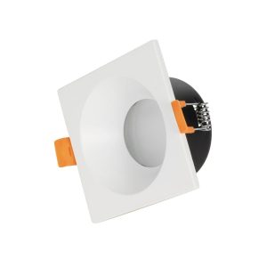 EPSILON 60896 Χωνευτή Τετράγωνη Βάση Σποτ Οροφής/Μπάνιου για Λάμπα MR16/GU10 Αδιάβροχο IP65 – Λευκό Αλουμίνιο & Λευκό Γυαλί – Φ8.5 x Υ4.4cm / Q7.5 x 7.5cm