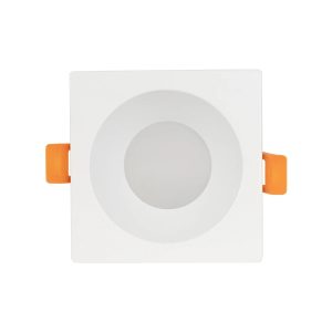 EPSILON 60896 Χωνευτή Τετράγωνη Βάση Σποτ Οροφής/Μπάνιου για Λάμπα MR16/GU10 Αδιάβροχο IP65 – Λευκό Αλουμίνιο & Λευκό Γυαλί – Φ8.5 x Υ4.4cm / Q7.5 x 7.5cm