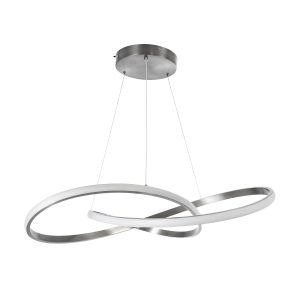 DEXTER 60915 Κρεμαστό Φωτιστικό Οροφής Design LED CCT 90W 10080lm 300° AC 220-240V – Εναλλαγή Φωτισμού μέσω Τηλεχειριστηρίου All In One Ψυχρό 6000k+Φυσικό 4500k+Θερμό 2700k Dimmable Φ73cm – Νίκελ Ασημί Βούρτσας – 3 Years Warranty