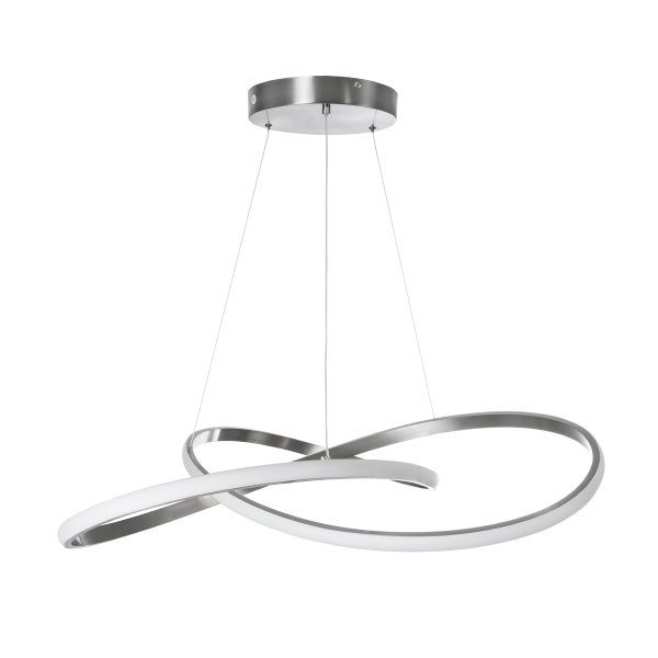 DEXTER 60915 Κρεμαστό Φωτιστικό Οροφής Design LED CCT 90W 10080lm 300° AC 220-240V - Εναλλαγή Φωτισμού μέσω Τηλεχειριστηρίου All In One Ψυχρό 6000k+Φυσικό 4500k+Θερμό 2700k Dimmable Φ73cm - Νίκελ Ασημί Βούρτσας - 3 Years Warranty - Image 4
