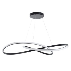 DEXTER 60917 Κρεμαστό Φωτιστικό Οροφής Design LED CCT 120W 13440lm 300° AC 220-240V – Εναλλαγή Φωτισμού μέσω Τηλεχειριστηρίου All In One Ψυχρό 6000k+Φυσικό 4500k+Θερμό 2700k Dimmable Φ103cm – Μαύρο – 3 Years Warranty