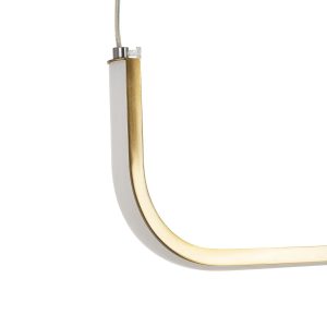 LINARIA 60923 Μοντέρνο Κρεμαστό Φωτιστικό Οροφής LED 36W 4150lm 180° AC 220-240V IP20 Ρυθμιζόμενο Λευκό CCT με Χειριστήριο από 2700K έως 6000K Dimmable – Lumileds SMD Chip – Χρυσό Βούρτσας – Μ120 x Π2 x Υ10cm – 3 Χρόνια Εγγύηση