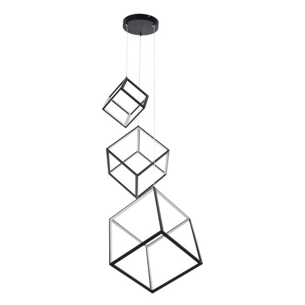KIBOO-TRIO 60931 Κρεμαστό Φωτιστικό Οροφής Design LED CCT 90W 10350lm 360° AC 220-240V - Εναλλαγή Φωτισμού μέσω Τηλεχειριστηρίου All In One Ψυχρό 6000k+Φυσικό 4500k+Θερμό 2700k Dimmable Μ60 x Π60 x Υ80cm - Μαύρο - 3 Years Warranty - Image 3