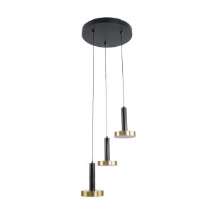 ZANE 60934 Κρεμαστό Φωτιστικό Design LED CCT 54W 6048lm 120° AC 220-240V IP20 – Εναλλαγή Φωτισμού μέσω Τηλεχειριστηρίου All In One Ψυχρό 6000k+Φυσικό 4500k+Θερμό 2700k Dimmable – Φ40 x Υ20cm – Μαύρο & Χρυσό – 3 Χρόνια Εγγύηση