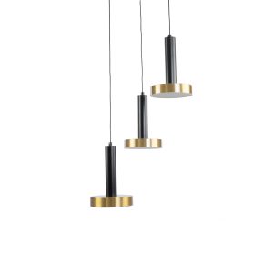 ZANE 60934 Κρεμαστό Φωτιστικό Design LED CCT 54W 6048lm 120° AC 220-240V IP20 – Εναλλαγή Φωτισμού μέσω Τηλεχειριστηρίου All In One Ψυχρό 6000k+Φυσικό 4500k+Θερμό 2700k Dimmable – Φ40 x Υ20cm – Μαύρο & Χρυσό – 3 Χρόνια Εγγύηση