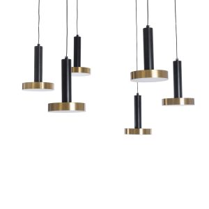 ZANE 60935 Κρεμαστό Φωτιστικό Design LED CCT 100W 11200lm 120° AC 220-240V IP20 – Εναλλαγή Φωτισμού μέσω Τηλεχειριστηρίου All In One Ψυχρό 6000k+Φυσικό 4500k+Θερμό 2700k Dimmable – Φ80 x Υ20cm – Μαύρο & Χρυσό – 3 Χρόνια Εγγύηση