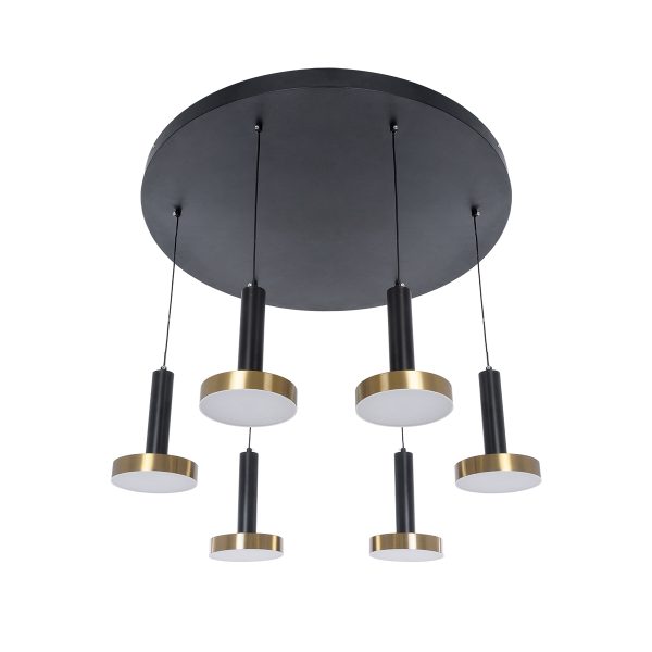 ZANE 60935 Κρεμαστό Φωτιστικό Design LED CCT 100W 11200lm 120° AC 220-240V IP20 - Εναλλαγή Φωτισμού μέσω Τηλεχειριστηρίου All In One Ψυχρό 6000k+Φυσικό 4500k+Θερμό 2700k Dimmable - Φ80 x Υ20cm - Μαύρο & Χρυσό - 3 Χρόνια Εγγύηση - Image 4