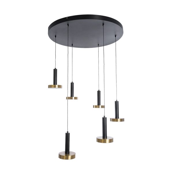 ZANE 60935 Κρεμαστό Φωτιστικό Design LED CCT 100W 11200lm 120° AC 220-240V IP20 - Εναλλαγή Φωτισμού μέσω Τηλεχειριστηρίου All In One Ψυχρό 6000k+Φυσικό 4500k+Θερμό 2700k Dimmable - Φ80 x Υ20cm - Μαύρο & Χρυσό - 3 Χρόνια Εγγύηση - Image 5