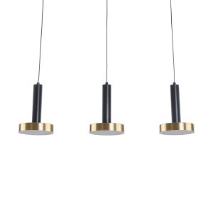 ZANE 60936 Κρεμαστό Φωτιστικό Design LED CCT 54W 6048lm 120° AC 220-240V IP20 – Εναλλαγή Φωτισμού μέσω Τηλεχειριστηρίου All In One Ψυχρό 6000k+Φυσικό 4500k+Θερμό 2700k Dimmable – Μ80 x Π15 x Υ20cm – Μαύρο & Χρυσό – 3 Χρόνια Εγγύηση
