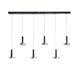 ZANE 60937 Κρεμαστό Φωτιστικό Design LED CCT 100W 11200lm 120° AC 220-240V IP20 – Εναλλαγή Φωτισμού μέσω Τηλεχειριστηρίου All In One Ψυχρό 6000k+Φυσικό 4500k+Θερμό 2700k Dimmable – Μ160 x Π15 x Υ20cm – Μαύρο & Χρυσό – 3 Χρόνια Εγγύηση