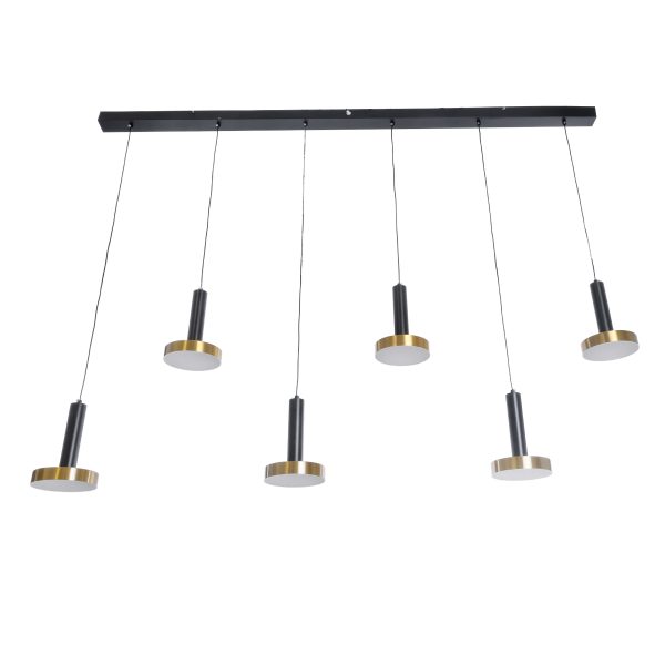 ZANE 60937 Κρεμαστό Φωτιστικό Design LED CCT 100W 11200lm 120° AC 220-240V IP20 - Εναλλαγή Φωτισμού μέσω Τηλεχειριστηρίου All In One Ψυχρό 6000k+Φυσικό 4500k+Θερμό 2700k Dimmable - Μ160 x Π15 x Υ20cm - Μαύρο & Χρυσό - 3 Χρόνια Εγγύηση - Image 3