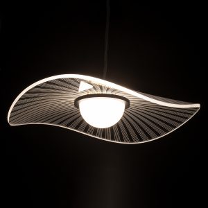 ACRYLICA 60974 Κρεμαστό Φωτιστικό Οροφής Design LED CCT 20W 2240lm 360° AC 220-240V – Εναλλαγή Φωτισμού μέσω Διακόπτη On/Off All In One Ψυχρό 6000k+Φυσικό 4500k+Θερμό 2700k Φ40cm – Μαύρο με Διάφανο Laser Designed Plexiglass – 3 Years Warranty