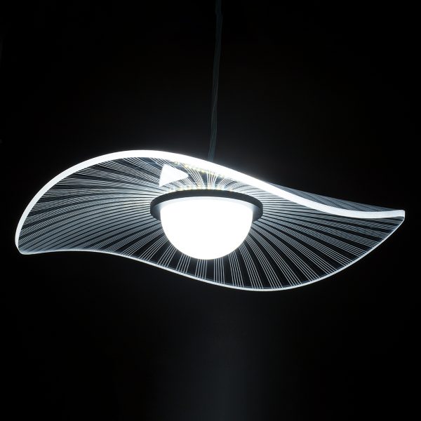 ACRYLICA 60974 Κρεμαστό Φωτιστικό Οροφής Design LED CCT 20W 2240lm 360° AC 220-240V - Εναλλαγή Φωτισμού μέσω Διακόπτη On/Off All In One Ψυχρό 6000k+Φυσικό 4500k+Θερμό 2700k Φ40cm - Μαύρο με Διάφανο Laser Designed Plexiglass - 3 Years Warranty - Image 4