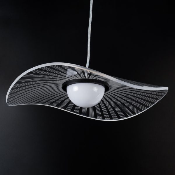 ACRYLICA 60974 Κρεμαστό Φωτιστικό Οροφής Design LED CCT 20W 2240lm 360° AC 220-240V - Εναλλαγή Φωτισμού μέσω Διακόπτη On/Off All In One Ψυχρό 6000k+Φυσικό 4500k+Θερμό 2700k Φ40cm - Μαύρο με Διάφανο Laser Designed Plexiglass - 3 Years Warranty - Image 5
