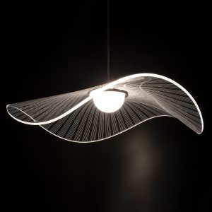 ACRYLICA 60975 Κρεμαστό Φωτιστικό Οροφής Design LED CCT 20W 2240lm 360° AC 220-240V – Εναλλαγή Φωτισμού μέσω Διακόπτη On/Off All In One Ψυχρό 6000k+Φυσικό 4500k+Θερμό 2700k Φ60cm – Μαύρο με Διάφανο Laser Designed Plexiglass – 3 Years Warranty