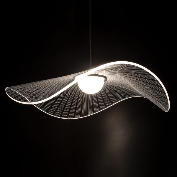 ACRYLICA 60975 Κρεμαστό Φωτιστικό Οροφής Design LED CCT 20W 2240lm 360° AC 220-240V - Εναλλαγή Φωτισμού μέσω Διακόπτη On/Off All In One Ψυχρό 6000k+Φυσικό 4500k+Θερμό 2700k Φ60cm - Μαύρο με Διάφανο Laser Designed Plexiglass - 3 Years Warranty - Image 2