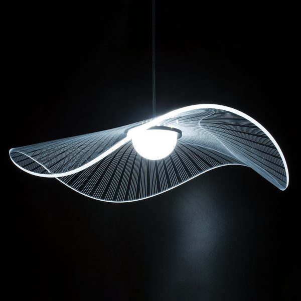 ACRYLICA 60975 Κρεμαστό Φωτιστικό Οροφής Design LED CCT 20W 2240lm 360° AC 220-240V - Εναλλαγή Φωτισμού μέσω Διακόπτη On/Off All In One Ψυχρό 6000k+Φυσικό 4500k+Θερμό 2700k Φ60cm - Μαύρο με Διάφανο Laser Designed Plexiglass - 3 Years Warranty - Image 4