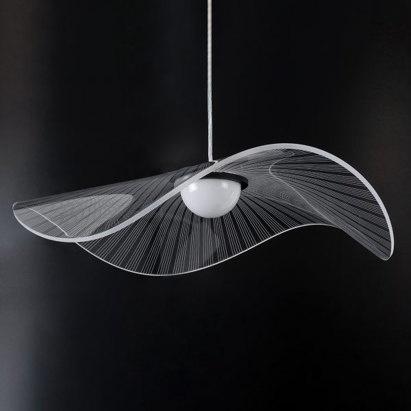 ACRYLICA 60975 Κρεμαστό Φωτιστικό Οροφής Design LED CCT 20W 2240lm 360° AC 220-240V - Εναλλαγή Φωτισμού μέσω Διακόπτη On/Off All In One Ψυχρό 6000k+Φυσικό 4500k+Θερμό 2700k Φ60cm - Μαύρο με Διάφανο Laser Designed Plexiglass - 3 Years Warranty - Image 5