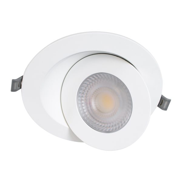LEXIS JOINT 60989 Χωνευτό LED Κινούμενο Spot Downlight 12W 1140lm 45° AC 220-240V IP44 Φ15.8cm x Υ4.1cm - Στρόγγυλο - Λευκό - Θερμό Λευκό 2700K - Bridgelux Chip - TÜV Certified Driver - 5 Years Warranty - Image 2