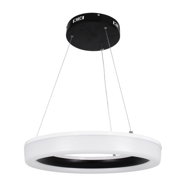 ARIANA 61037 Κρεμαστή Πλαφονιέρα Οροφής Κύκλος LED CCT 55W 6376lm 120° AC 220-240V - Εναλλαγή Φωτισμού μέσω Τηλεχειριστηρίου All In One Ψυχρό Λευκό 6000k+Φυσικό Λευκό 4500k+Θερμό Λευκό 2700k Dimmable Φ48cm - Μαύρο - 3 Years Warranty - Image 3