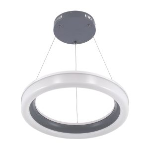 ARIANA 61039 Κρεμαστή Πλαφονιέρα Οροφής Κύκλος LED CCT 55W 6376lm 120° AC 220-240V – Εναλλαγή Φωτισμού μέσω Τηλεχειριστηρίου All In One Ψυχρό Λευκό 6000k+Φυσικό Λευκό 4500k+Θερμό Λευκό 2700k Dimmable Φ48cm – Ανθρακί – 3 Years Warrant