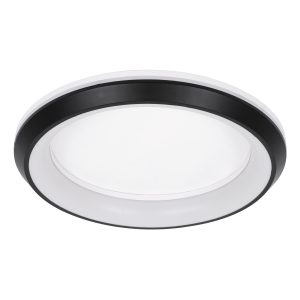 MELINA 61040 Πλαφονιέρα Οροφής Κύκλος LED CCT 55W 6376lm 120° AC 220-240V – Εναλλαγή Φωτισμού μέσω Τηλεχειριστηρίου All In One Ψυχρό Λευκό 6000k+Φυσικό Λευκό 4500k+Θερμό Λευκό 2700k Dimmable Φ48cm – Μαύρο – 3 Years Warranty