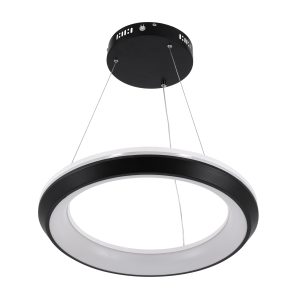 MELINA 61043 Κρεμαστή Πλαφονιέρα Οροφής Κύκλος LED CCT 55W 6376lm 120° AC 220-240V – Εναλλαγή Φωτισμού μέσω Τηλεχειριστηρίου All In One Ψυχρό Λευκό 6000k+Φυσικό Λευκό 4500k+Θερμό Λευκό 2700k Dimmable Φ48cm – Μαύρο – 3 Years Warranty