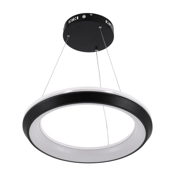 MELINA 61043 Κρεμαστή Πλαφονιέρα Οροφής Κύκλος LED CCT 55W 6376lm 120° AC 220-240V - Εναλλαγή Φωτισμού μέσω Τηλεχειριστηρίου All In One Ψυχρό Λευκό 6000k+Φυσικό Λευκό 4500k+Θερμό Λευκό 2700k Dimmable Φ48cm - Μαύρο - 3 Years Warranty - Image 2