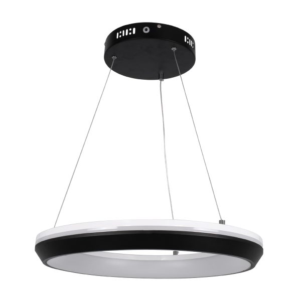 MELINA 61043 Κρεμαστή Πλαφονιέρα Οροφής Κύκλος LED CCT 55W 6376lm 120° AC 220-240V - Εναλλαγή Φωτισμού μέσω Τηλεχειριστηρίου All In One Ψυχρό Λευκό 6000k+Φυσικό Λευκό 4500k+Θερμό Λευκό 2700k Dimmable Φ48cm - Μαύρο - 3 Years Warranty - Image 3
