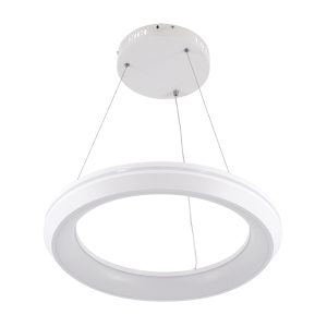 MELINA 61044 Κρεμαστή Πλαφονιέρα Οροφής Κύκλος LED CCT 55W 6376lm 120° AC 220-240V – Εναλλαγή Φωτισμού μέσω Τηλεχειριστηρίου All In One Ψυχρό Λευκό 6000k+Φυσικό Λευκό 4500k+Θερμό Λευκό 2700k Dimmable Φ48cm – Λευκό – 3 Years Warranty