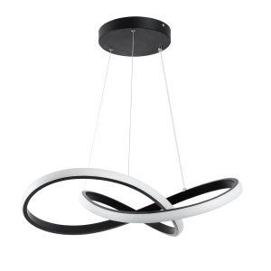 DEXTER 61049 Κρεμαστό Φωτιστικό Οροφής Design LED CCT 72W 8064lm 300° AC 220-240V – Εναλλαγή Φωτισμού μέσω Τηλεχειριστηρίου All In One Ψυχρό 6000k+Φυσικό 4500k+Θερμό 2700k Dimmable Φ56cm – Μαύρο – 3 Years Warranty