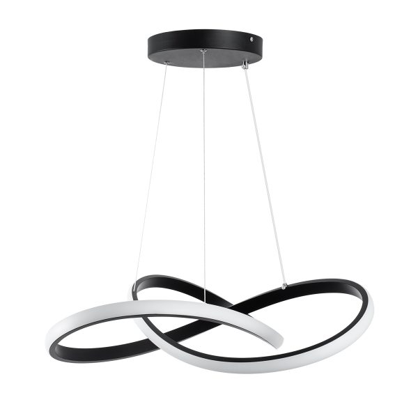 DEXTER 61049 Κρεμαστό Φωτιστικό Οροφής Design LED CCT 72W 8064lm 300° AC 220-240V - Εναλλαγή Φωτισμού μέσω Τηλεχειριστηρίου All In One Ψυχρό 6000k+Φυσικό 4500k+Θερμό 2700k Dimmable Φ56cm - Μαύρο - 3 Years Warranty - Image 4