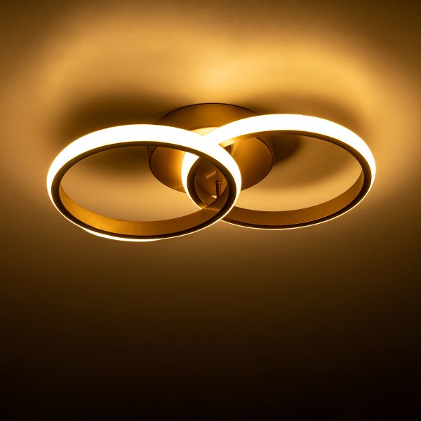 CORA 61060 Φωτιστικό Οροφής Design LED CCT 18W 2160lm 300° AC 220-240V - Εναλλαγή Φωτισμού μέσω Διακόπτη On/Off All In One Ψυχρό 6000k+Φυσικό 4500k+Θερμό 2700k Μ36 x Π20.5 x Υ7cm - Χρυσό Βούρτσας - Image 5