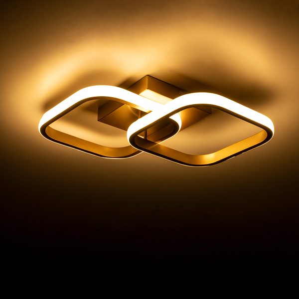 NORA 61063 Φωτιστικό Οροφής Design LED CCT 22W 2640lm 300° AC 220-240V - Εναλλαγή Φωτισμού μέσω Διακόπτη On/Off All In One Ψυχρό 6000k+Φυσικό 4500k+Θερμό 2700k Μ40 x Π24 x Υ7cm - Χρυσό Βούρτσας - Image 5