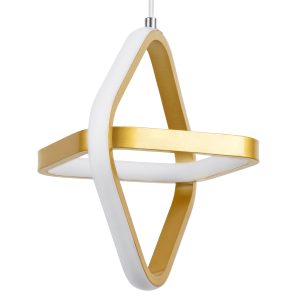 ROSE 61066 Κρεμαστό Φωτιστικό Οροφής Design LED CCT 22W 2640lm 300° AC 220-240V – Εναλλαγή Φωτισμού μέσω Διακόπτη On/Off All In One Ψυχρό 6000k+Φυσικό 4500k+Θερμό 2700k Μ24 x Π22 x Υ24cm – Χρυσό Βούρτσας