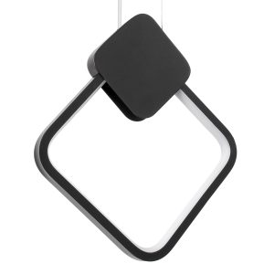 MARY 61082 Κρεμαστό Φωτιστικό Οροφής Design LED CCT 12W 1440lm 300° AC 220-240V – Εναλλαγή Φωτισμού μέσω Διακόπτη On/Off All In One Ψυχρό 6000k+Φυσικό 4500k+Θερμό 2700k Μ20 x Π2.3 x Υ28.5cm – Μαύρο