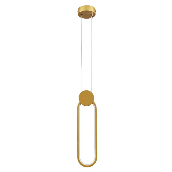 ILDI 61090 Κρεμαστό Φωτιστικό Οροφής Design LED CCT 12W 1440lm 300° AC 220-240V - Εναλλαγή Φωτισμού μέσω Διακόπτη On/Off All In One Ψυχρό 6000k+Φυσικό 4500k+Θερμό 2700k Μ10 x Π2.3 x Υ38cm - Χρυσό Βούρτσας - Image 4