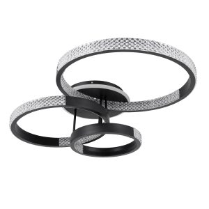 DIAMOND 61114 Φωτιστικό Οροφής Δαχτυλίδι-Κύκλος LED CCT 100W 12123lm 360° AC 220-240V – Εναλλαγή Φωτισμού μέσω Τηλεχειριστηρίου All In One Ψυχρό 6000k+Φυσικό 4500k+Θερμό 2700k Dimmable Φ30+40+50cm+BackLight – Μαύρο – 3 Years Warranty
